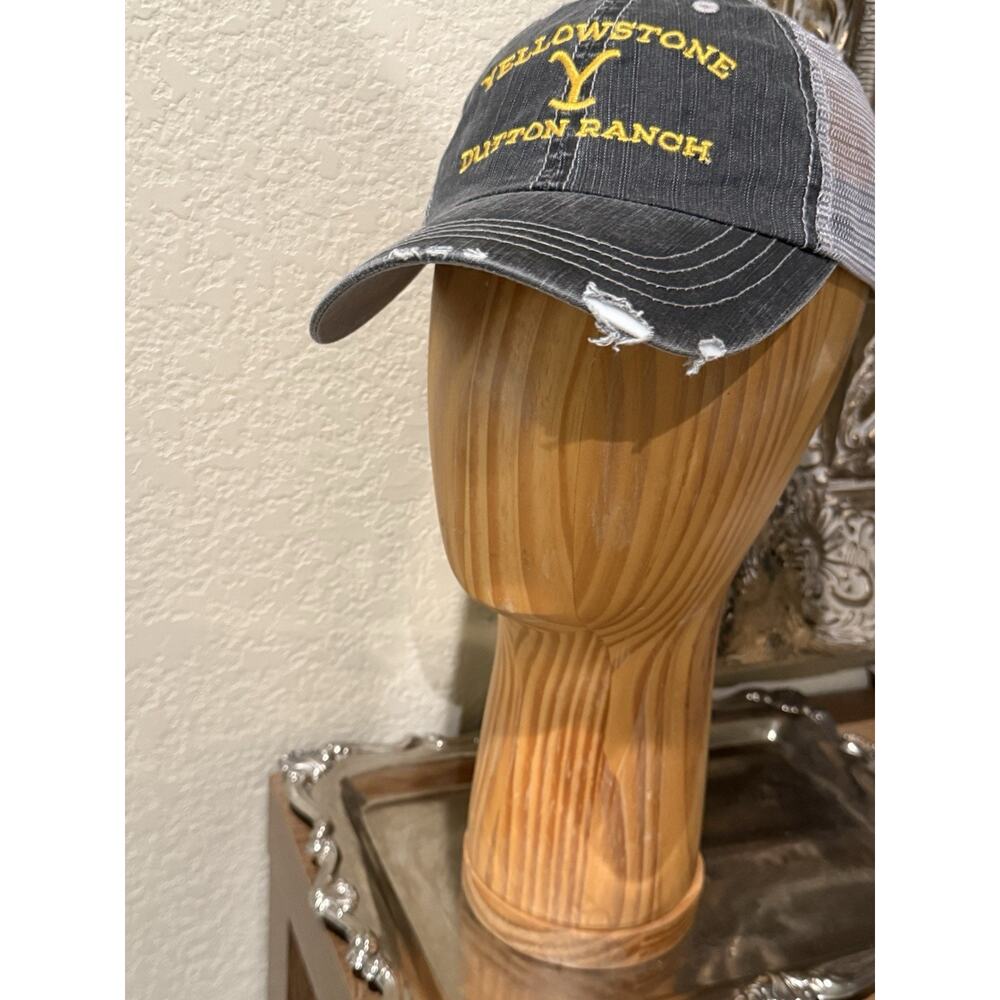 Yellowstone Dutton Ranch Embroidered Distressed Mesh Back Adjustable Hat - Picture 3 of 9